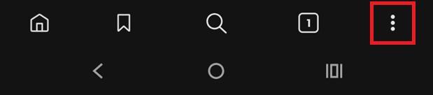 The browser toolbar on Android with the three-dot menu button ringed