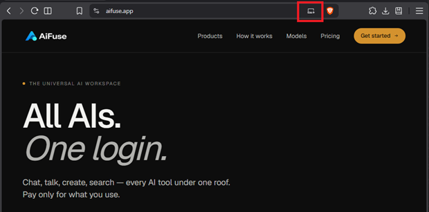A desktop browser address bar with the install icon ringed